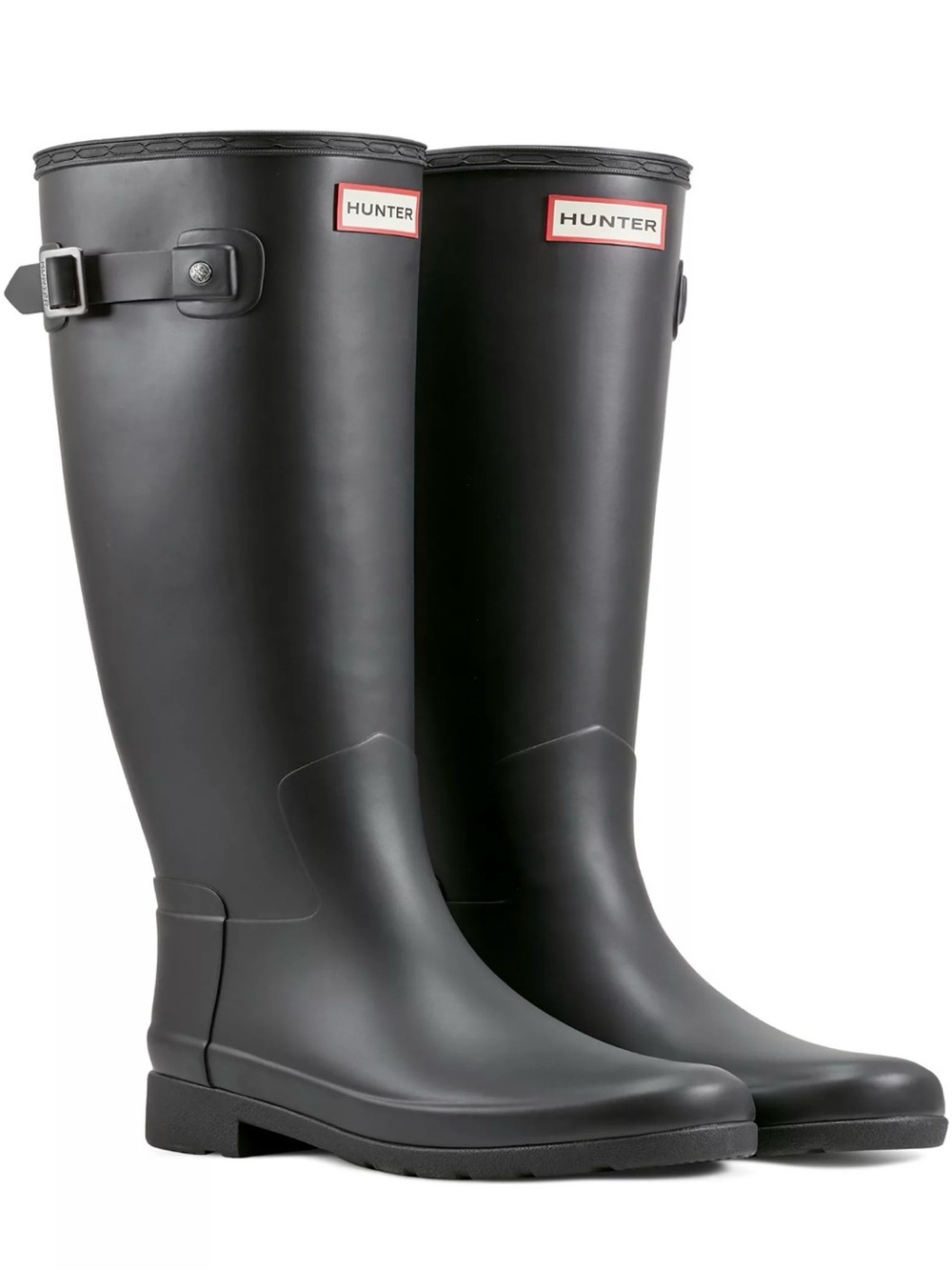 HUNTER Refined Tall Rainboots, Black Size 6